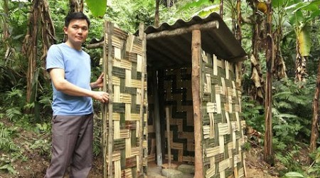 How to build a bamboo house for toilet in the forest. Green forest life